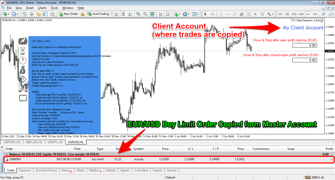 Trade Copied in Client Account