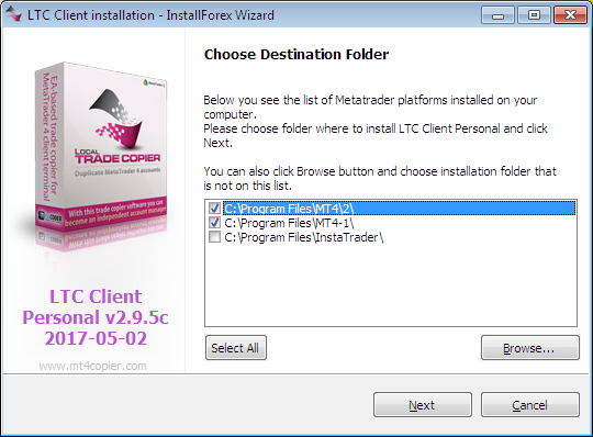 Choosing Destination Folders