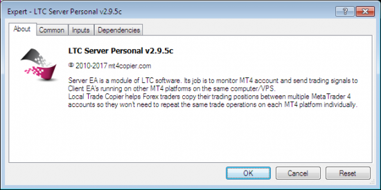 LTC Server EA settings