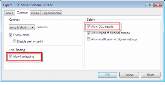 LTC Common Tab Settings
